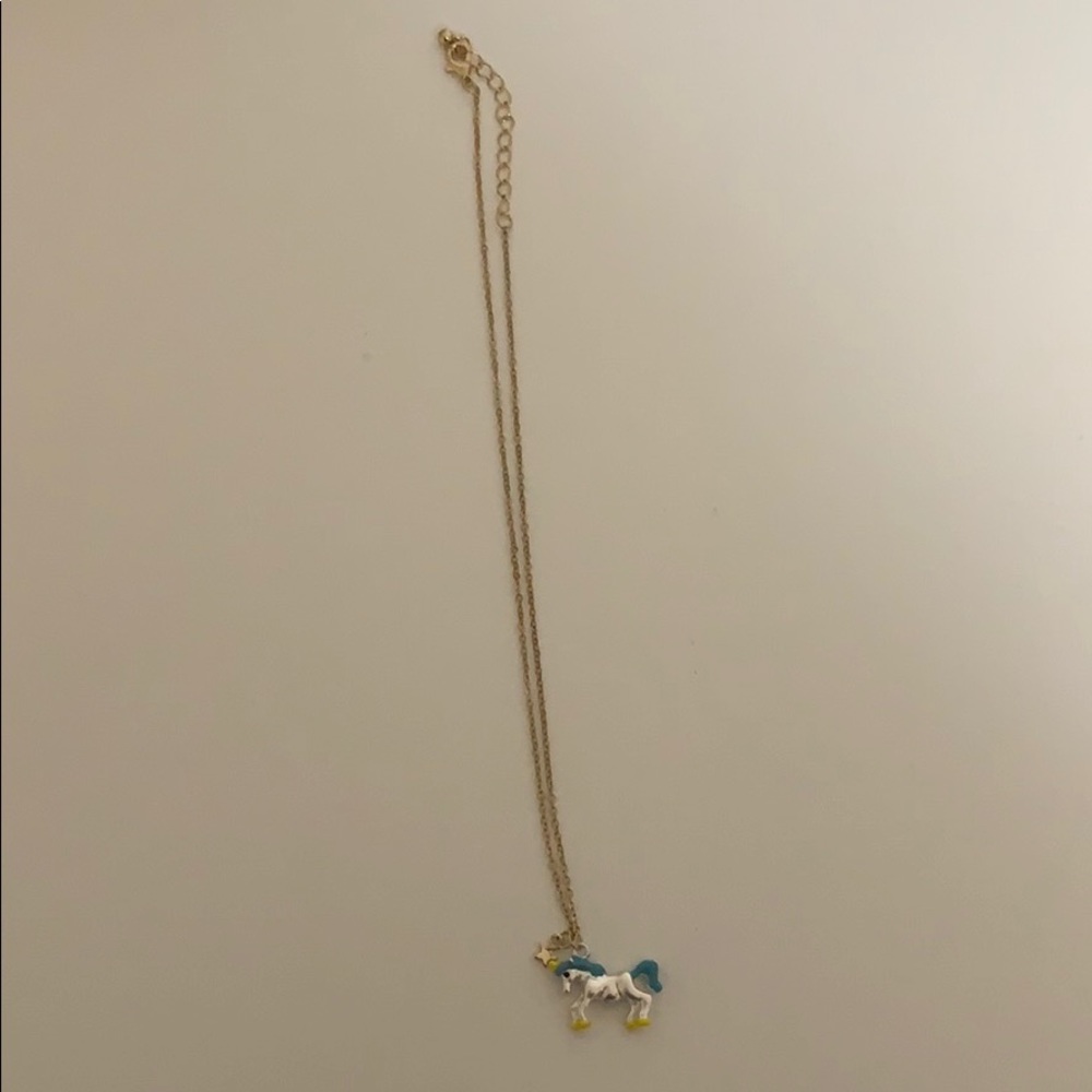 Silver unicorn necklace‎